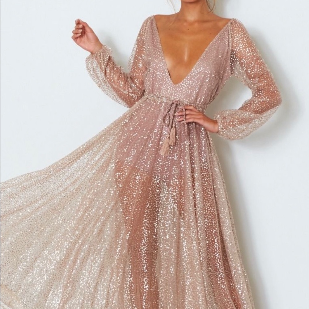 White Fox Lucky Star Rose Gold Glitter Gown